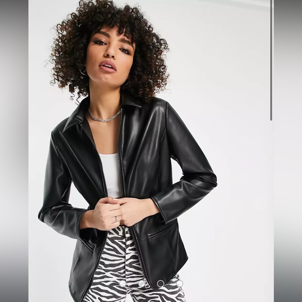 Topshop faux leather 90s jacket